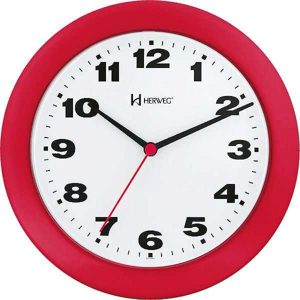 Relógio de Parede Herweg 6103-269 Redondo 21cm Vermelho
