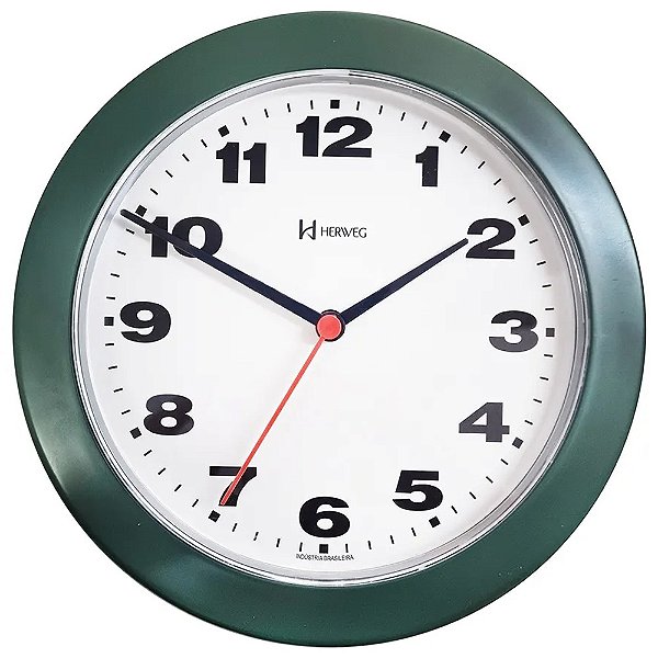 Relógio de Parede Herweg 6103-336 Quartz Redondo 21cm Verde