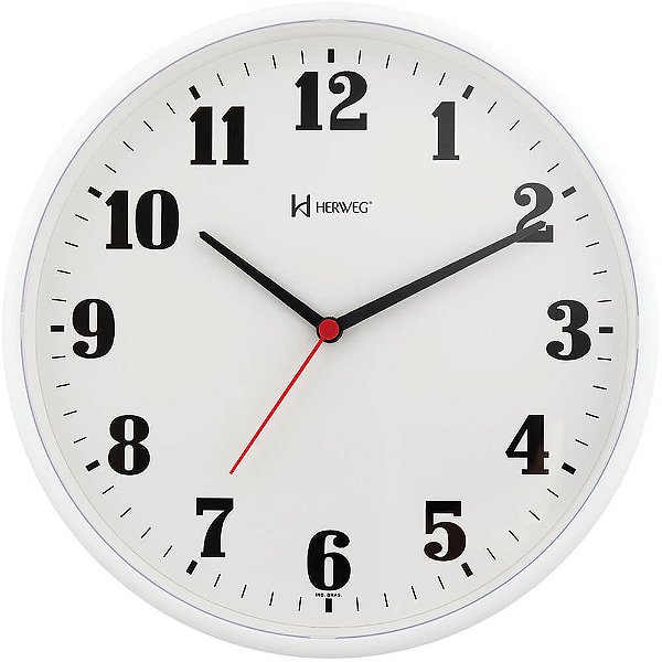 Relógio de Parede Herweg 6126-021 Quartz Redondo 26cm Branco