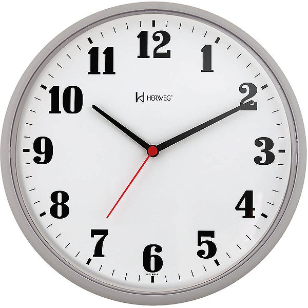 Relógio de Parede Herweg 6126-024 Quartz Redondo 26cm Cinza