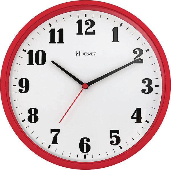 Relógio de Parede Herweg 6126-269  Redondo 26cm Vermelho