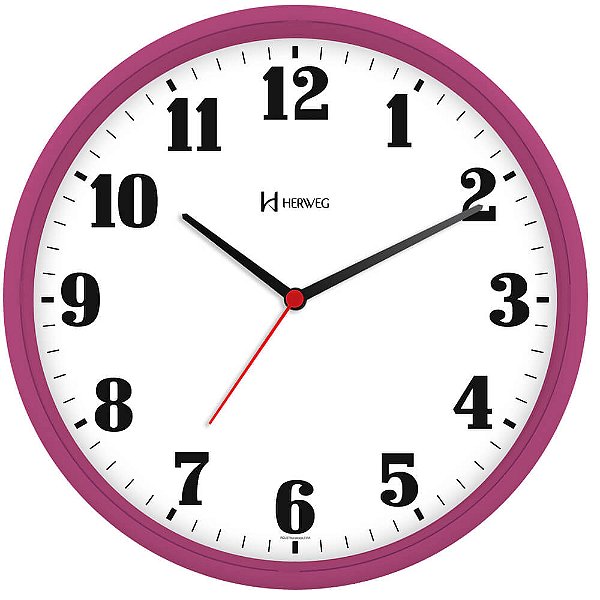 Relógio de Parede Herweg 6126-331  Redondo Rosa 26cm Escuro