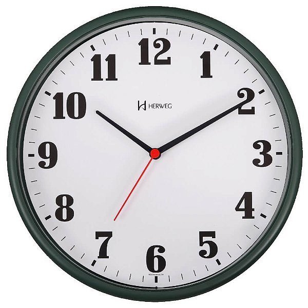 Relógio de Parede Herweg 6126-336 Quartz Redondo 26cm Verde