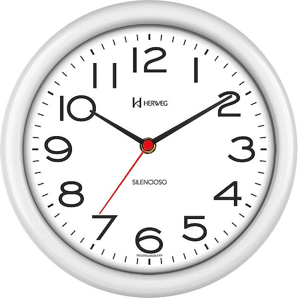 Relógio de Parede Herweg 660039-021 Redondo Quartz 22cm Branco