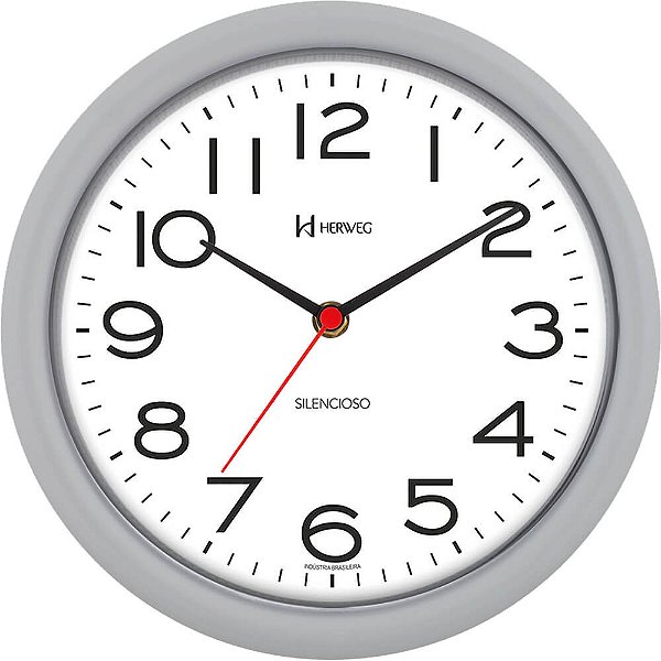Relógio de Parede Herweg 660039-024 Redondo Quartz 22cm Cinza
