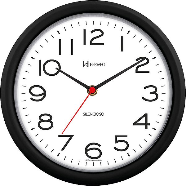 Relógio de Parede Herweg 660039-034 Redondo Quartz 22cm Preto