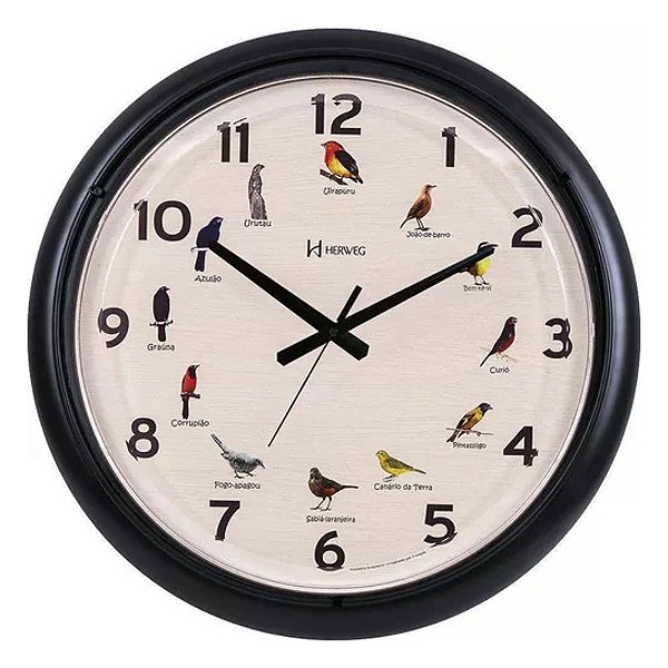 Relógio de Parede Herweg 660130-034 Quartz Redondo 40cm Preto