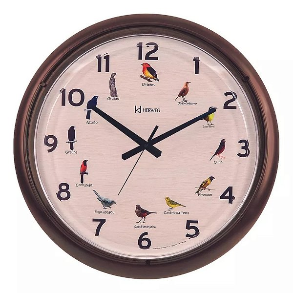 Relógio de Parede Herweg 660130-304 Quartz Redondo 40cm Marrom