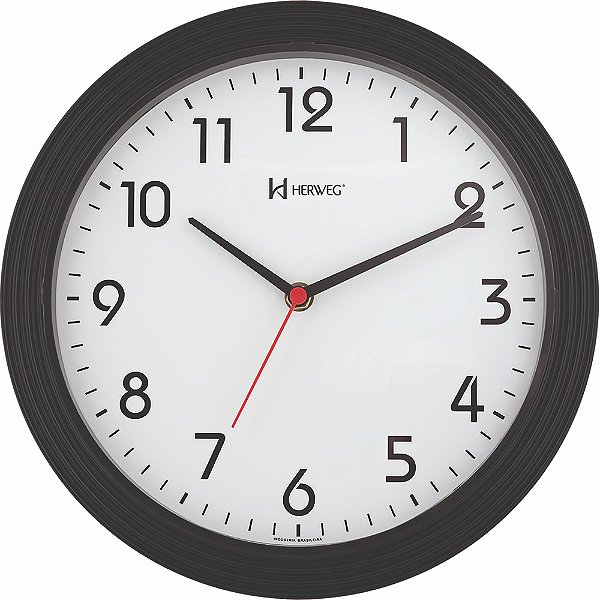 Relógio de Parede Herweg 6633-035 Quartz Redondo 28cm Preto