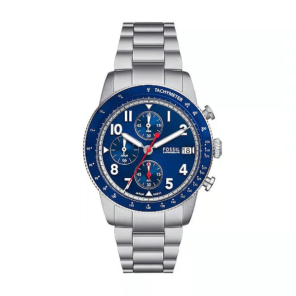 Relógio Fossil Masculino Sport Tourer Prata - FS6047/1KN