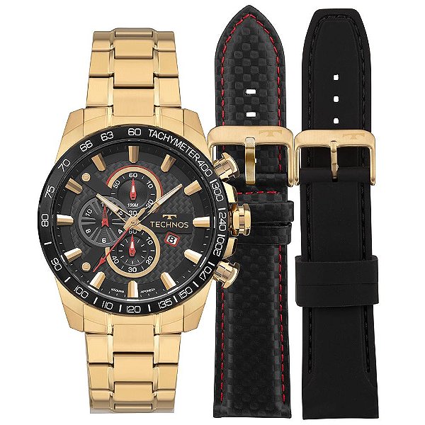 Relógio Technos Masculino Carbon OS1ABR/T1P Troca Pulseira