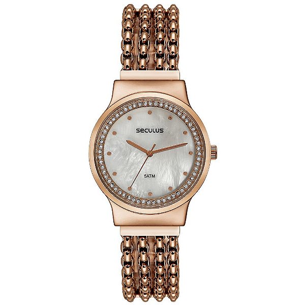 Relógio Feminino Seculus Madrepérola Cristais 23720LPSVRB2