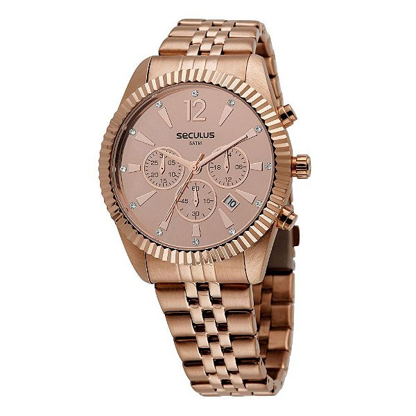 Relógio Feminino Seculus Cronógrafo Casual Rose Gold 44066LPSVRS2