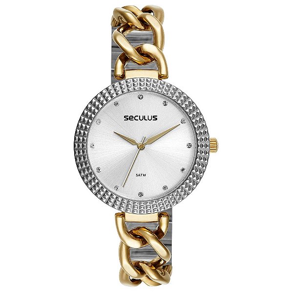 Relógio Feminino Seculus Correntes e Texturas 44257LPSVBB3