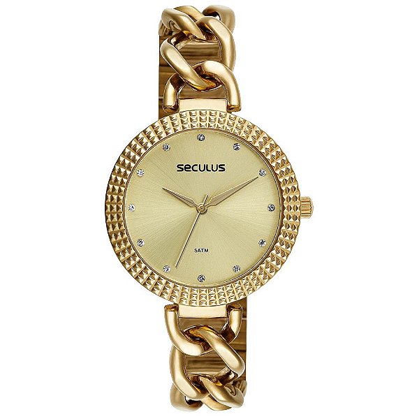 Relógio Feminino Seculus Correntes e Texturas 44257LPSVDB1