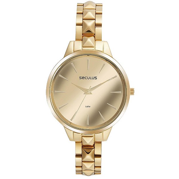 Relógio Feminino Seculus  Espelhado Dourado 77168LPSVDS1