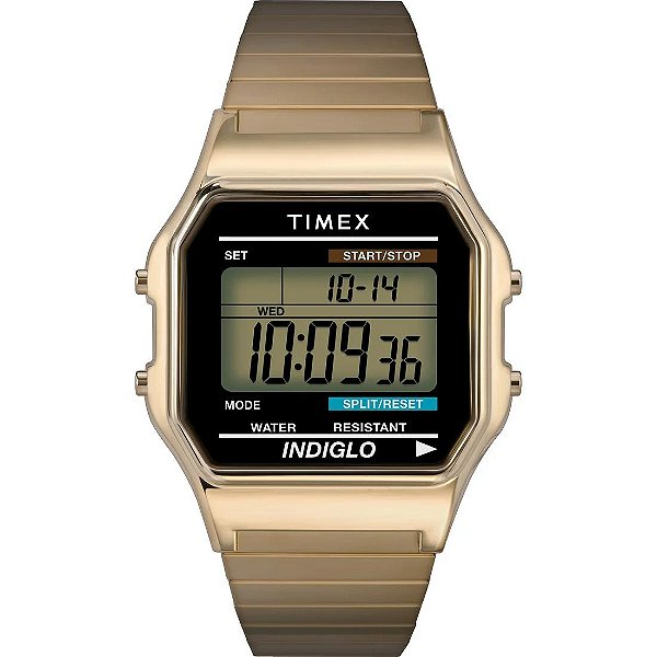 Relógio Timex Digital Quadrado Dourado T78677