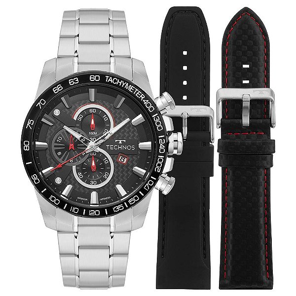 Relógio Technos Masculino Carbon Troca Pulseira OS1ABS/T1P