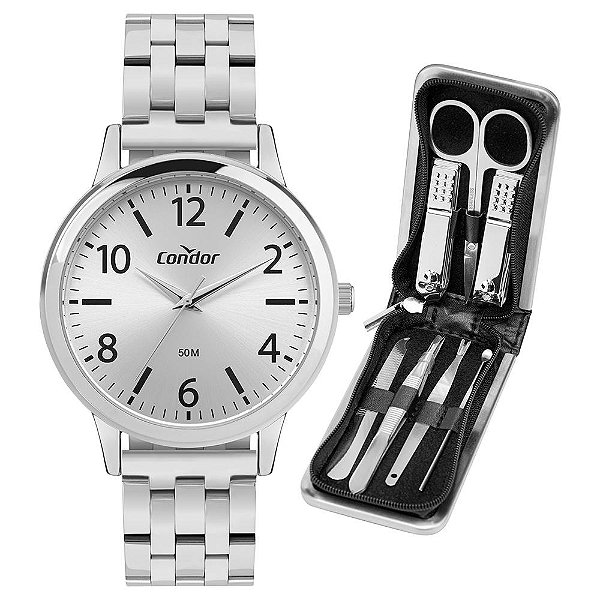 Kit Relógio Condor Masculino Dia A Dia Prata - CO2035NRT/K4K