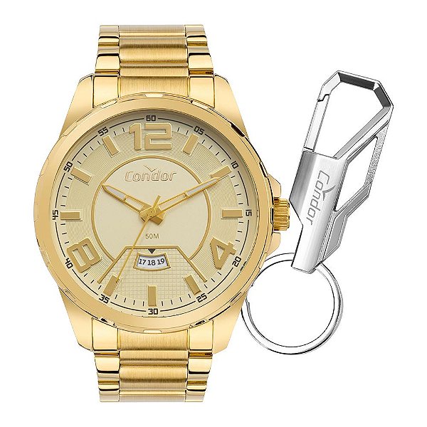 Kit Relógio Condor Masculino Speed Dourado - CO2117BR/K4X