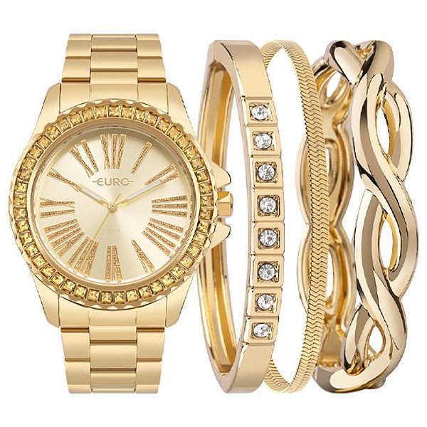 Kit Relógio Euro Feminino Soul Dourado - EU2036YUL/K4D