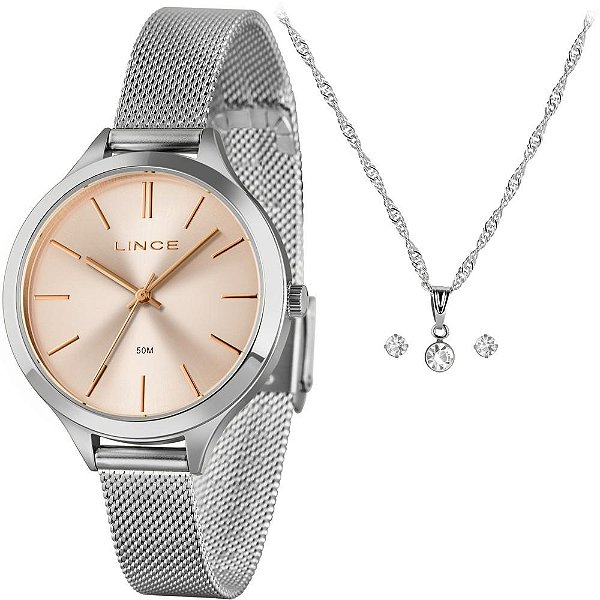 Kit Relógio Lince Feminino Prata LRMM022L36 K0FPR1SX