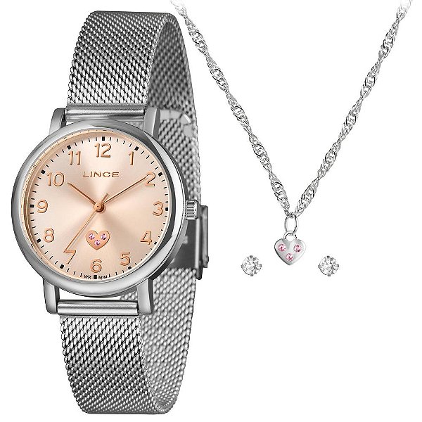 Kit Relógio Lince Feminino Prata LRMM050L34 K0HER2SX