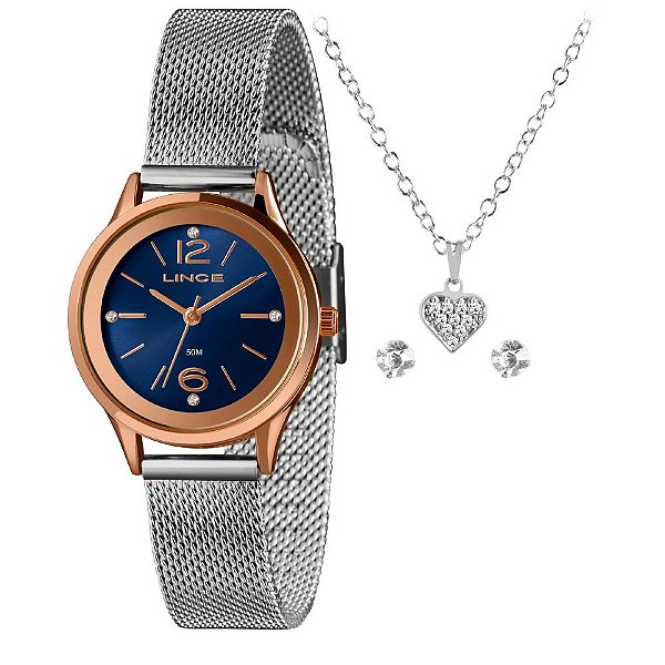 Kit Relógio Lince Feminino Prata LRTH182L30 K03SD2SX