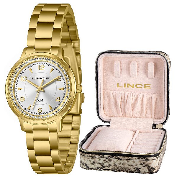 Kit Relógio Lince Feminino Dourado - LRGH303L36 S2KX