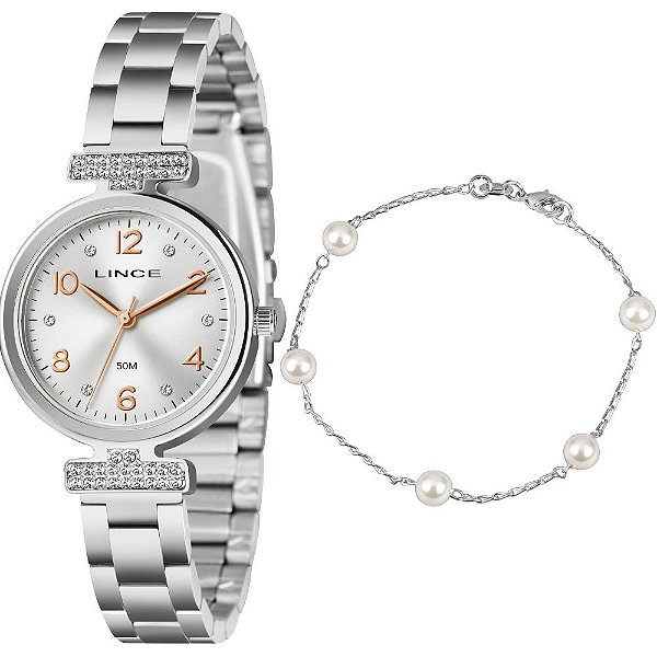 Kit Relógio Lince Feminino Prateado LRMH305L30 K0LKS2SX