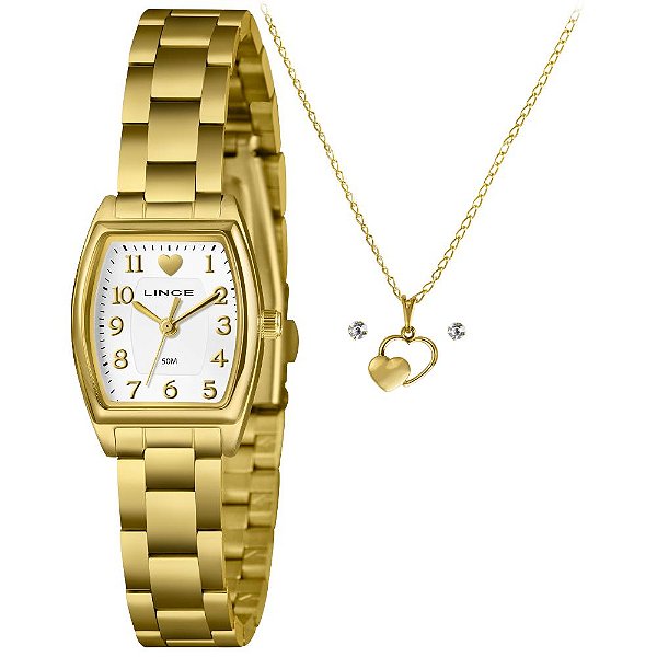 Kit Relógio Lince Feminino Dourado LQGH306L22 K0LFB2KX
