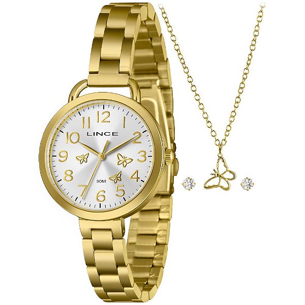 Kit Relógio Lince Feminino Dourado LRGH307L36 K0L2S2KX