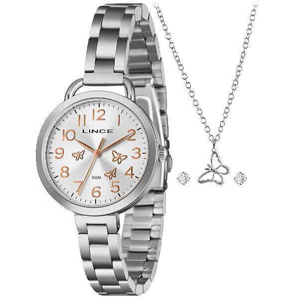 Kit Relógio Lince Feminino Prateado LRMH307L36 K0L3S2SX
