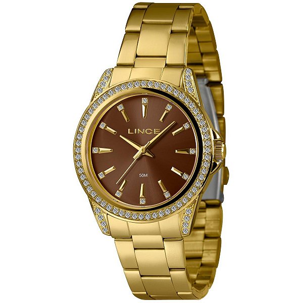 Relógio Lince Feminino Dourado com Cristais LRGJ160L40 N1KX