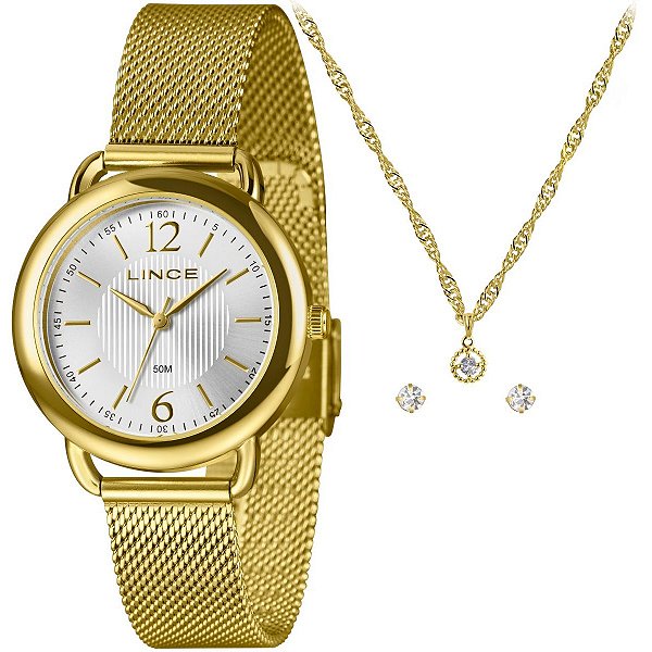 Relógio Lince Feminino com Colar e Brincos LRGM020L36