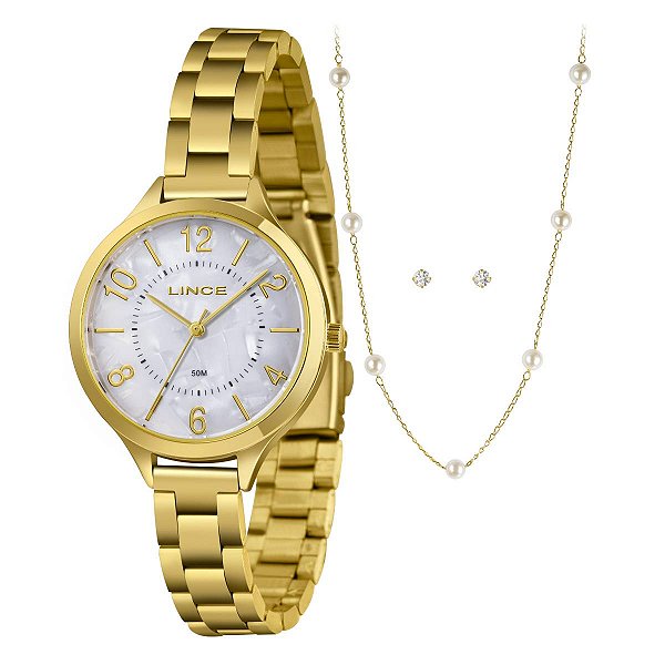 Relógio Lince Feminino com Colar e Brincos LRGM021L36