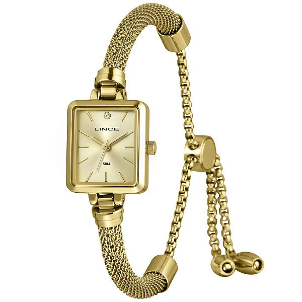 Relógio Lince Feminino Dourado Pulseira Mesh LQGH316L20-S1KX