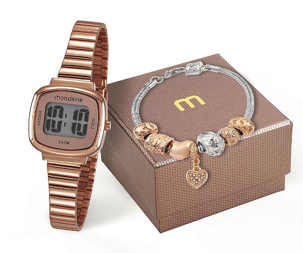 Kit Relógio Mondaine Feminino 53717LPMVRE2K1 com pulseira Digital