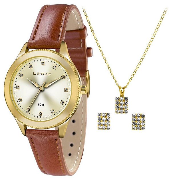 Relógio Lince Feminino LRC4395L KT17C1MX + Colar + Brincos