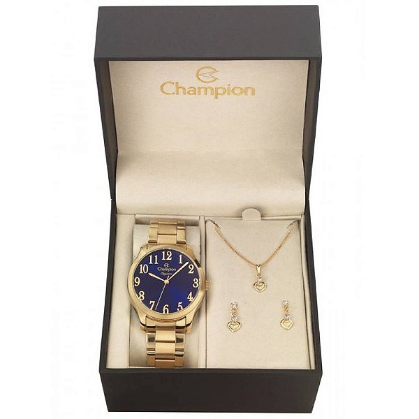 Kit Relógio Champion Elegance Feminino CN26117K com Colar e Brincos