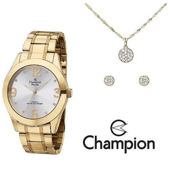 Kit Relógio Champion Passion Feminino CH24268D com Colar e Brincos