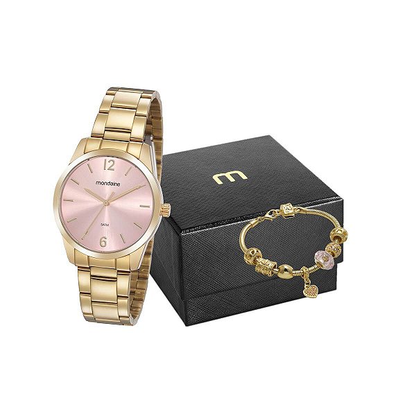 Kit Relógio Mondaine Feminino 99457LPMVDE1K1 com pulseira