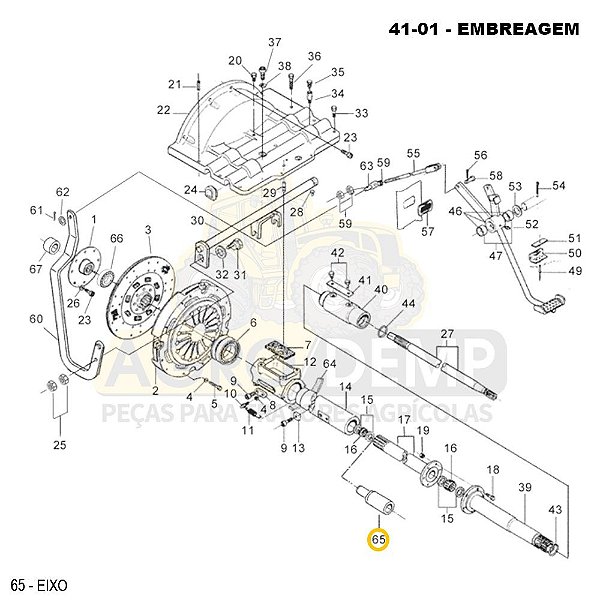 EIXO DA EMBREAGEM MODELO PCR - VALTRA 885 / 985 / BM85 / BM85 G2 / BM100 / BM100 G2 - 82041001