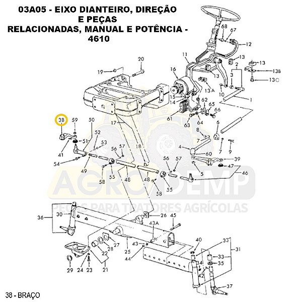 BRAÇO DE DIREÇÃO DO EIXO DIANTEIRO - FORD / NEW HOLLAND 4610 / 4630 / 5030 / 5610 / 5630 / 6630 / 7810 / 7830 / 8030 - D4NN3130B