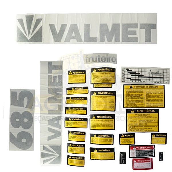 KIT JOGO DE DECALQUE CABINE (TRATORMOTOS) - VALTRA / VALMET 685 - 83245100