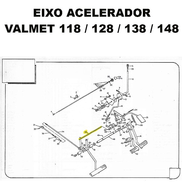 EIXO PEDAL ACELERADOR TRATOR VALMET 118 / 128 / 138 / 148 - 193461
