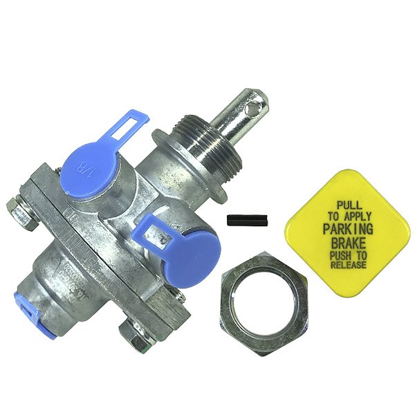 VALVULA FREIO ESTACIONARIO BOTAO AMARELO (Rosca: 1/8" - SCHULZ) CAMINHOES FORD CARGO E VOLKSWAGEN 9617215010 - 81630760 - VA949