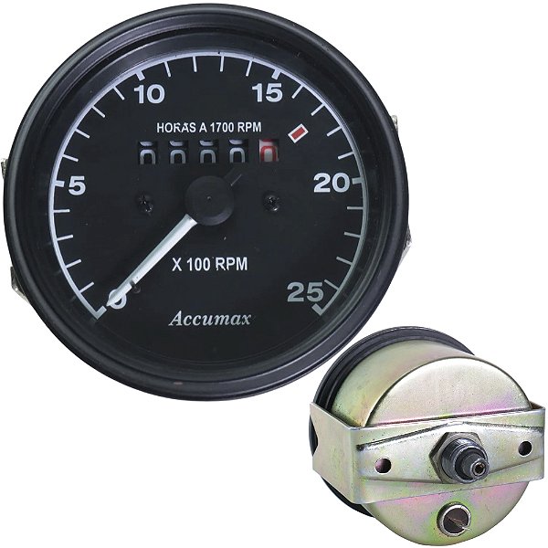 CONTAGIROS MECANICO RELOGIO TRATOMETRO COM HORIMETRO (0 A 2500 RPM - ACCUMAX)  VALMET 68 / 78 / 88 - 118 / 128 / 138 / 148 - 303584 / 129019033 / 231210