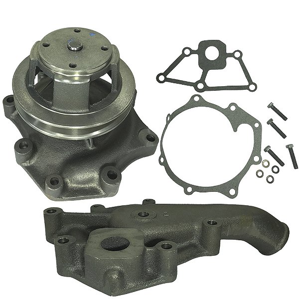 BOMBA DE AGUA DO MOTOR (COM POLIA E COM TAMPA TRASEIRA - INDISA) FORD NEW HOLLAND 4600 / 4610 / 5600 / 5610 / 6600 / 6610 - 7000200000 - UB581 - E5TN8505AA - E6NN8501DC