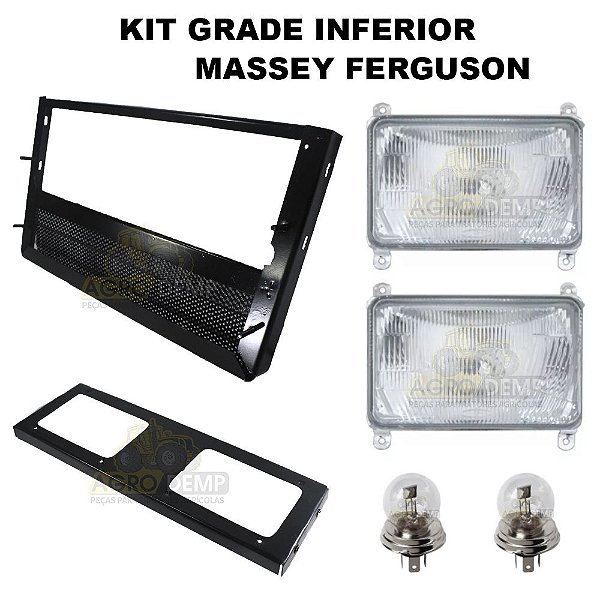 KIT GRADE DO RADIADOR INFERIOR C/ FAROL TRATOR MASSEY FERGUSON ANTIGO 235 A 296 - 3410468 / 1876182